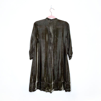 cp shades regina green velvet silk tunic dress - size xs