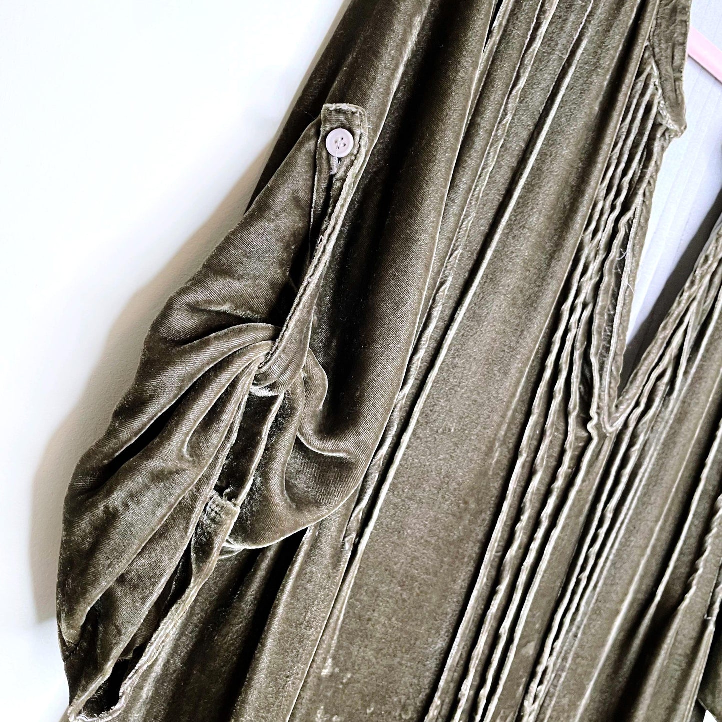 cp shades regina green velvet silk tunic dress - size xs