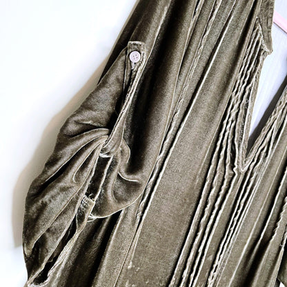 cp shades regina green velvet silk tunic dress - size xs