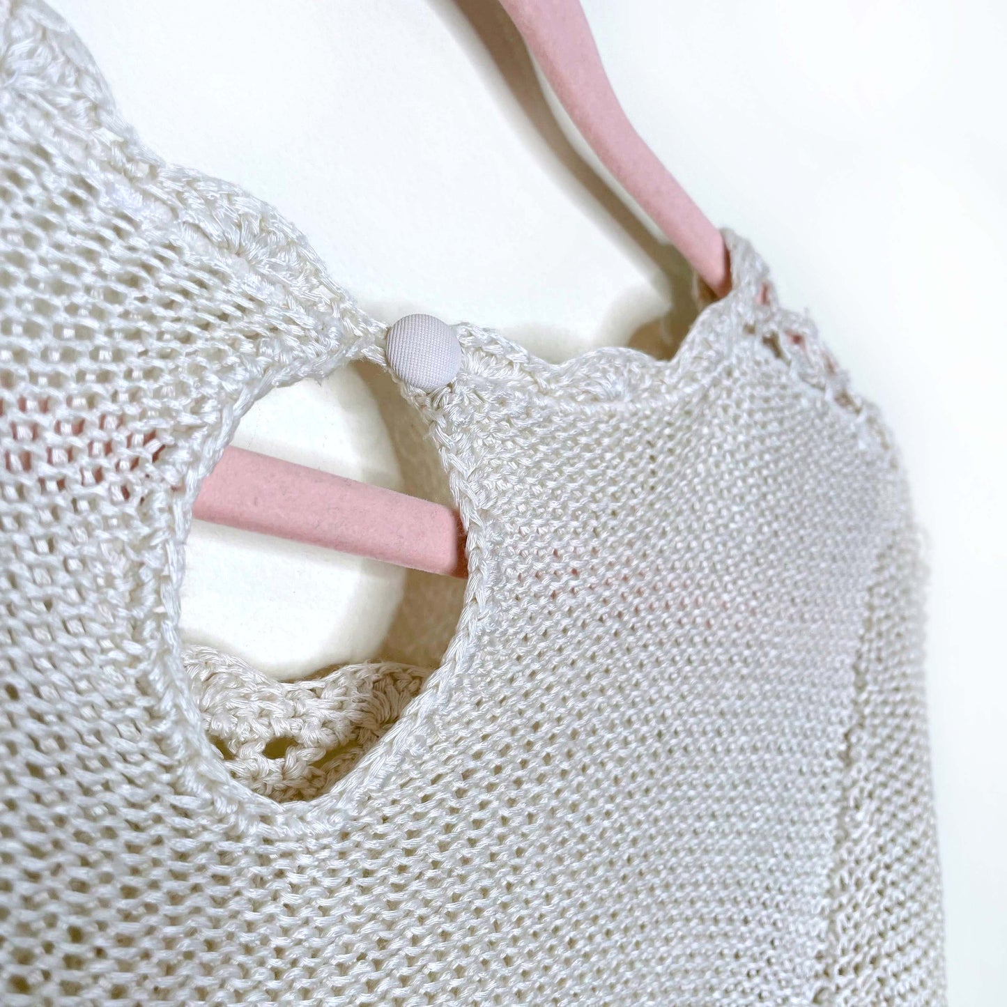 vintage cropped bell sleeve crochet top - size small