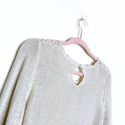 vintage cropped bell sleeve crochet top - size small