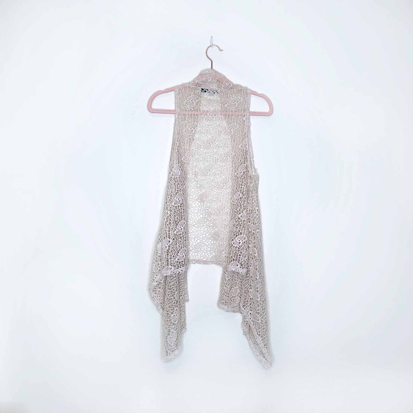 coco & tashi crochet boho waterfall vest - size medium