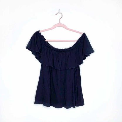 current elliott black off shoulder "the ruffle top" - size 2 (medium)