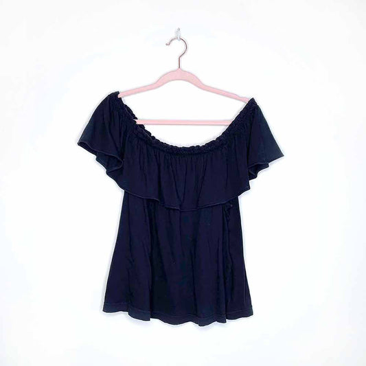 current elliott black off shoulder "the ruffle top" - size 2 (medium)