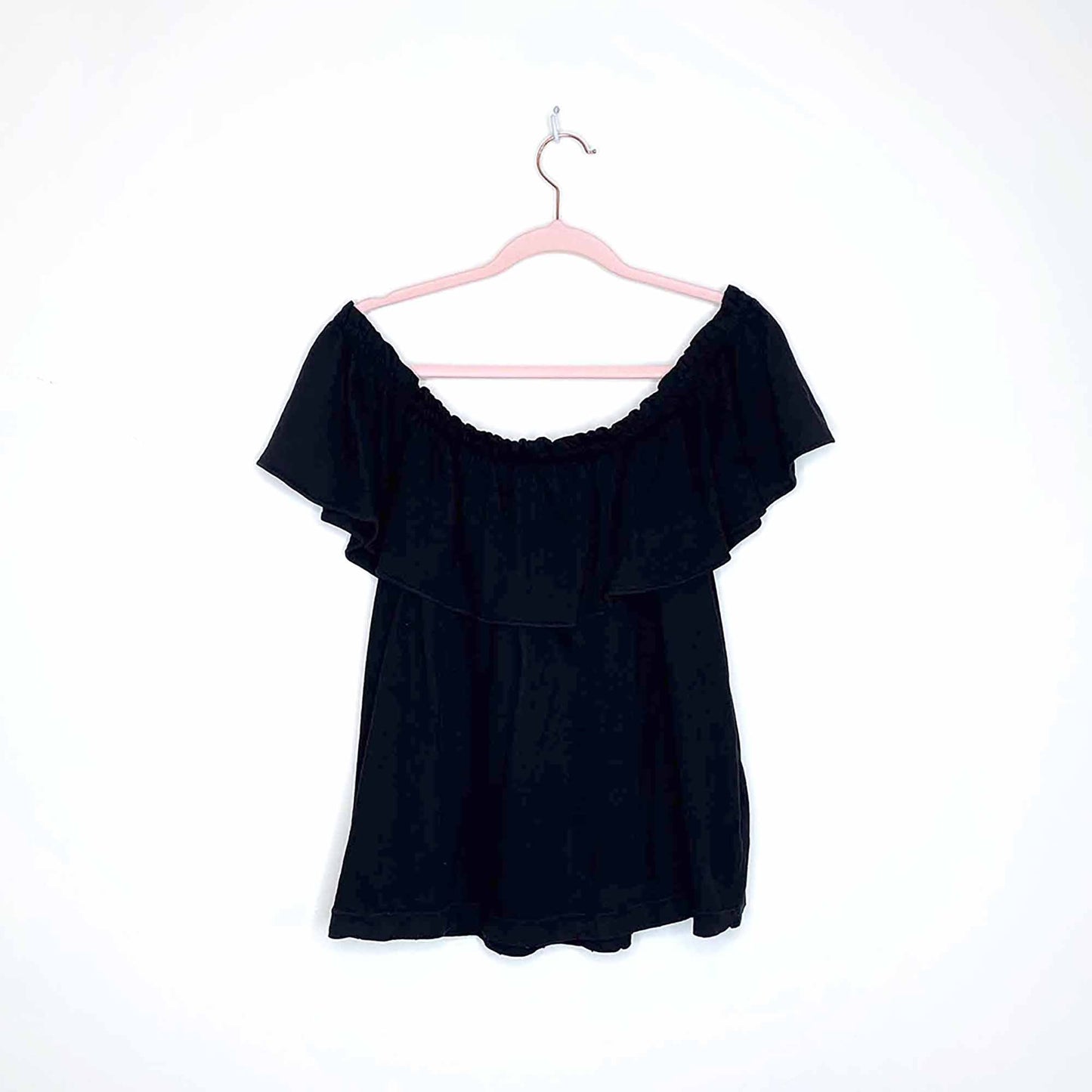 current elliott black off shoulder "the ruffle top" - size 2 (medium)
