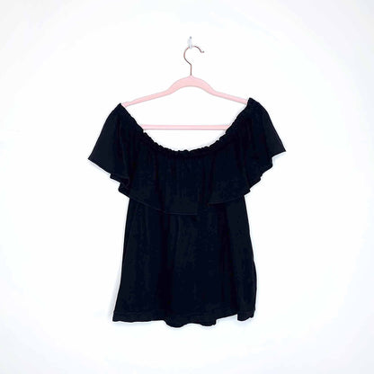 current elliott black off shoulder "the ruffle top" - size 2 (medium)