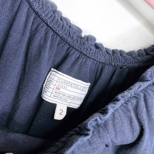 current elliott black off shoulder "the ruffle top" - size 2 (medium)