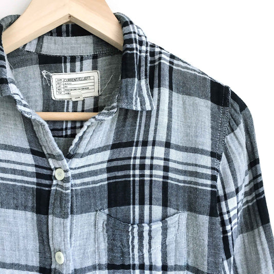 current eliott slim boy plaid gauze button down - size 1