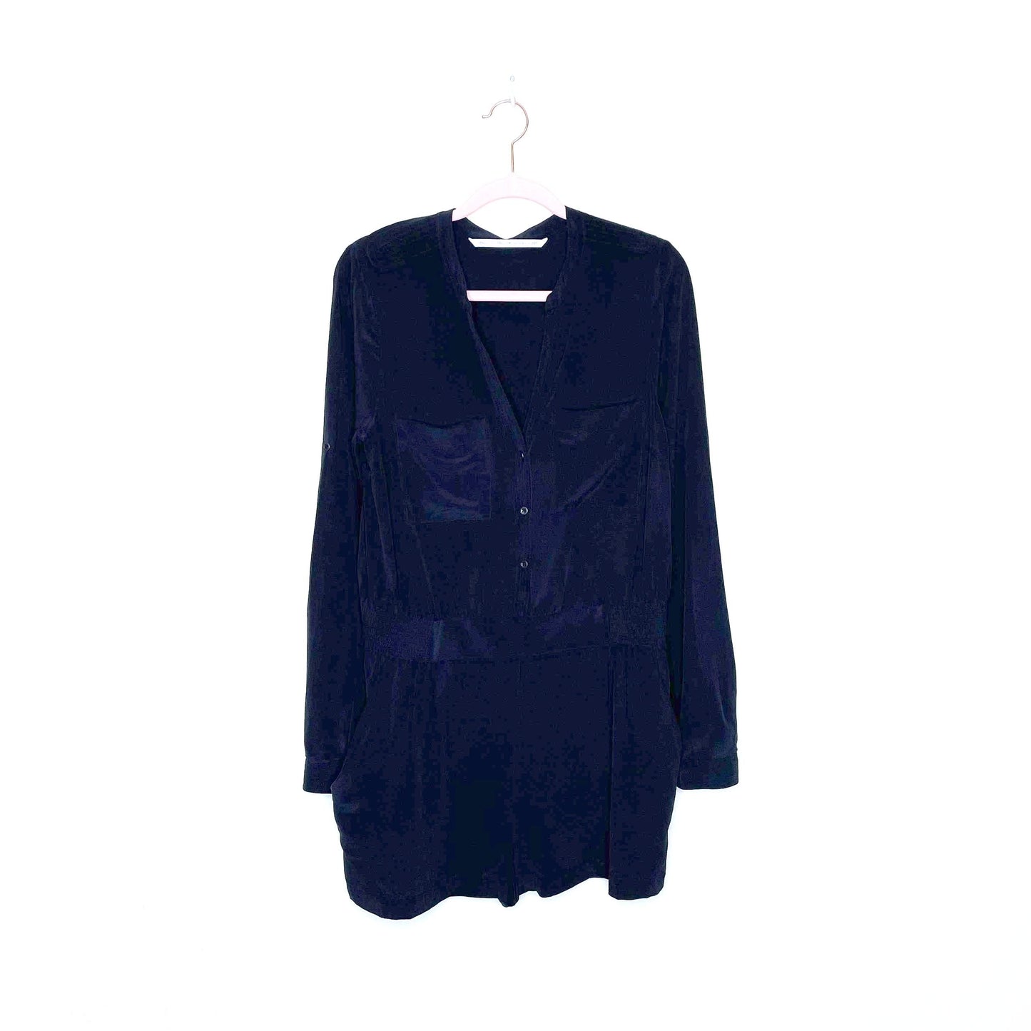 twelfth street by cynthia vincent washed black silk romper - size small