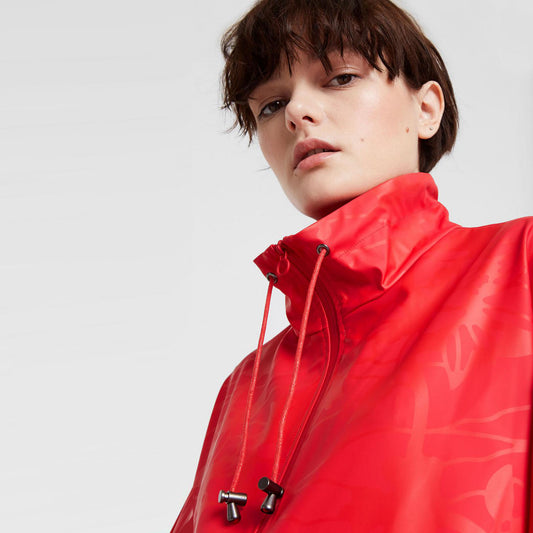 desigual red olahraga floral rain jacket - size medium