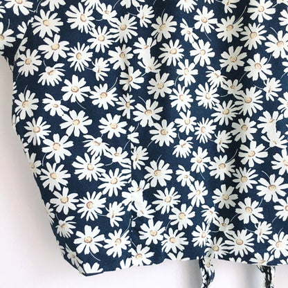 Vintage Daisy tie-front crop button down - size 3XL