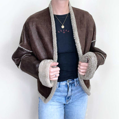 vintage danier brown sheepskin aviator jacket - size small