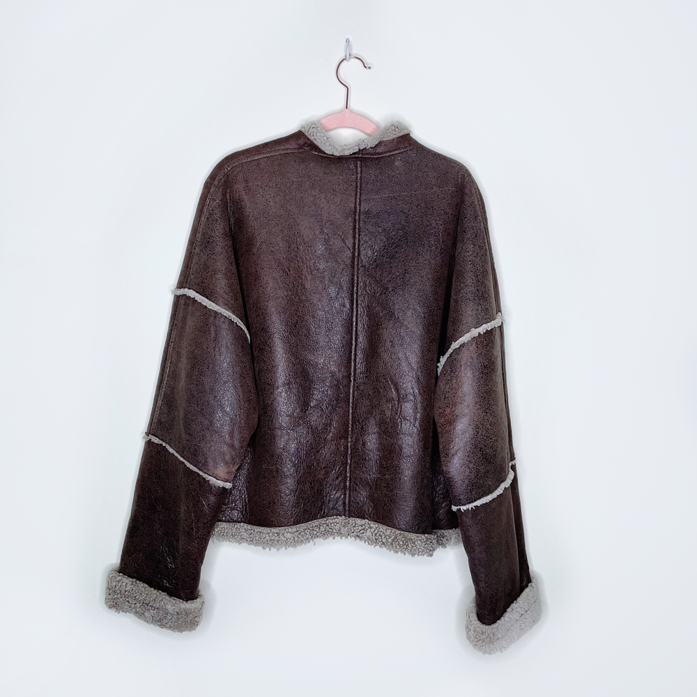 vintage danier brown sheepskin aviator jacket - size small