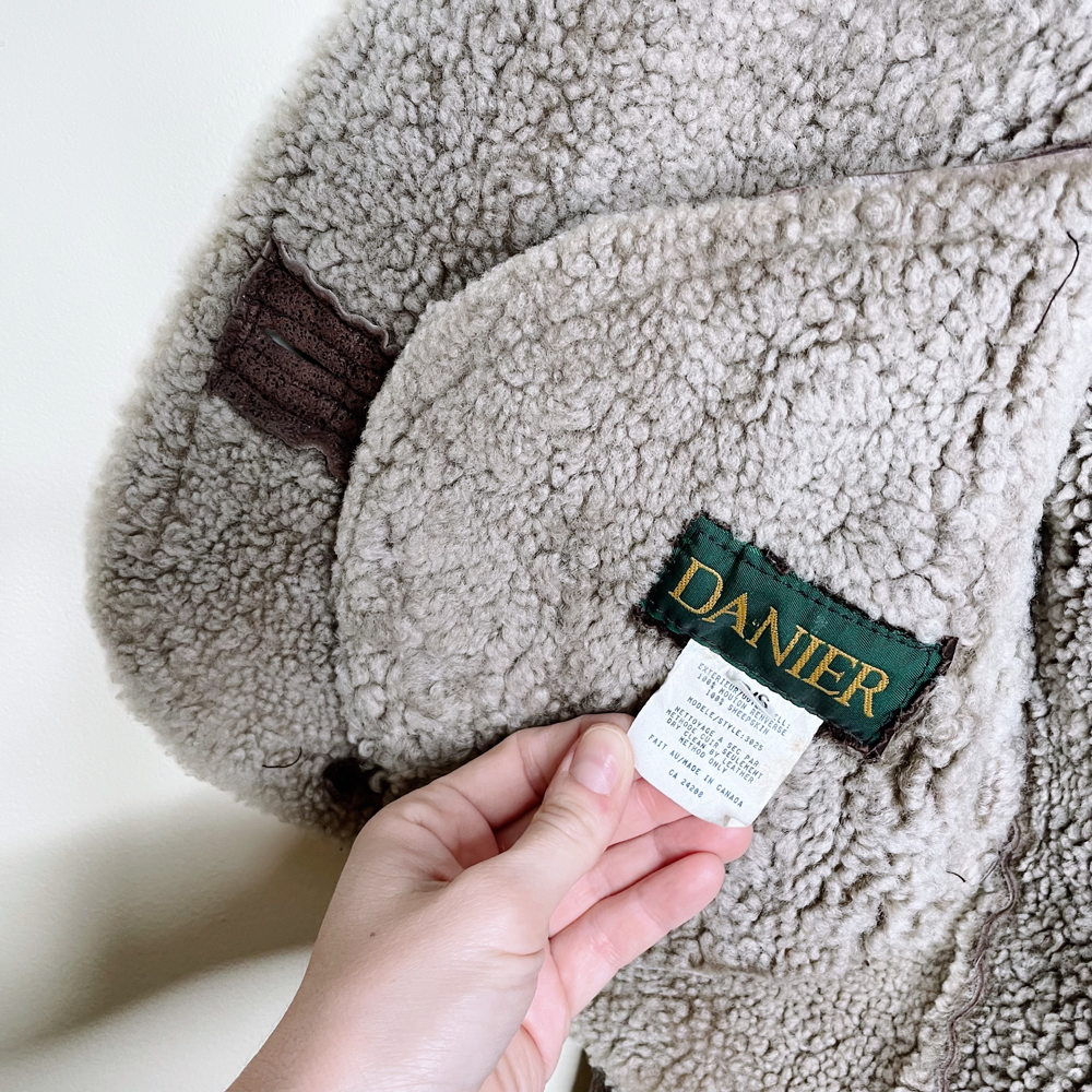 vintage danier brown sheepskin aviator jacket - size small