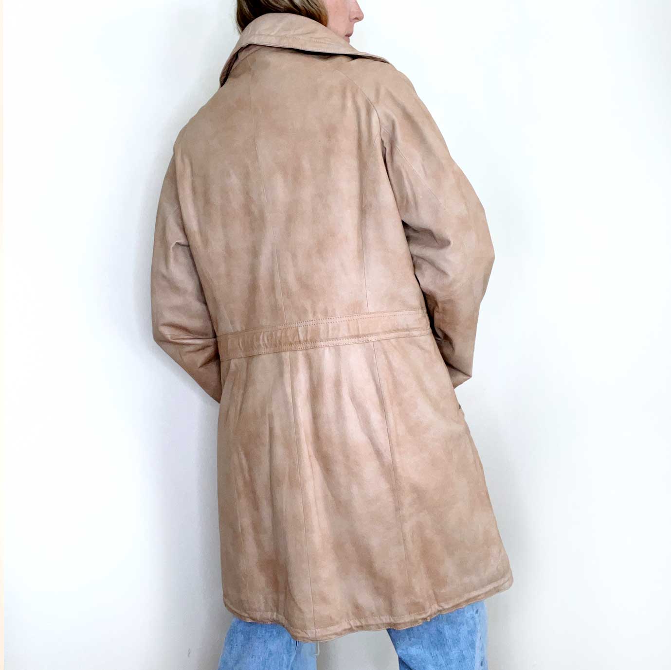 danier natural dye long rancher leather jacket - size xl