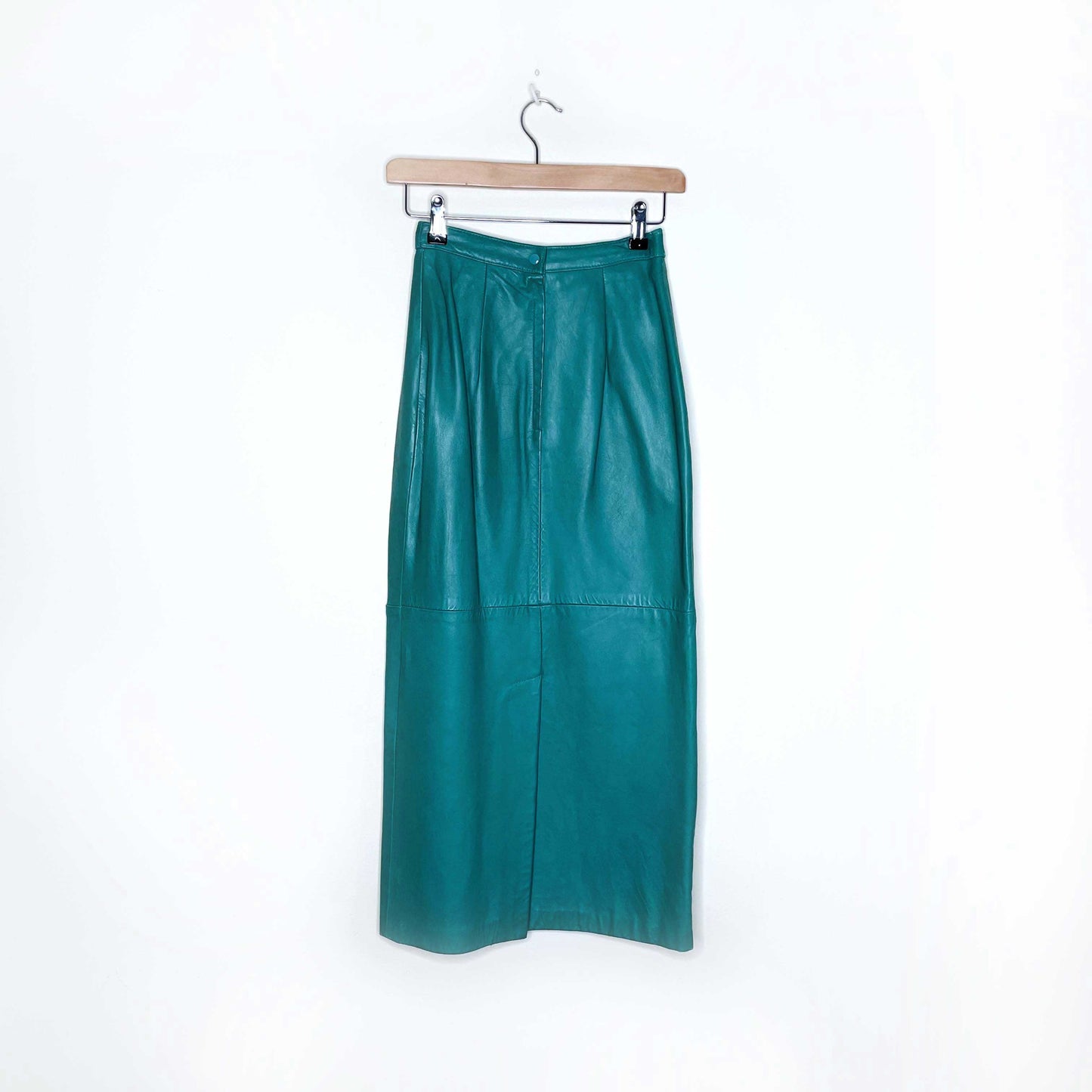 vintage danier green high waist leather maxi skirt - size 4