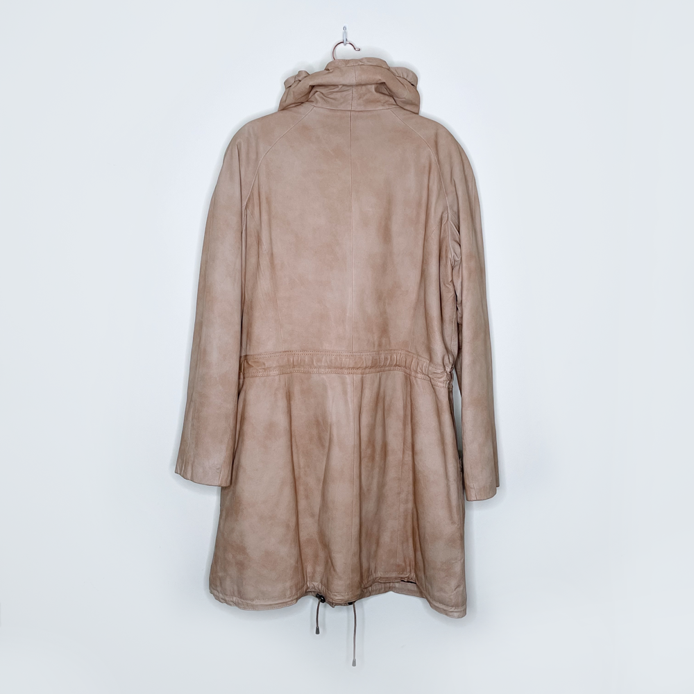 danier natural dye long rancher leather jacket - size xl