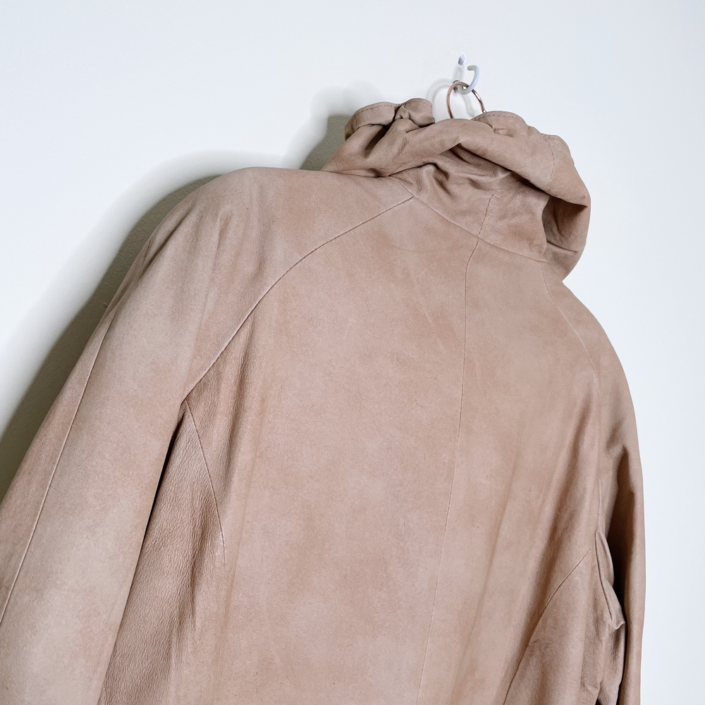danier natural dye long rancher leather jacket - size xl