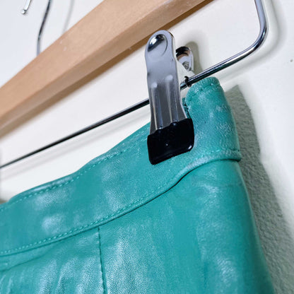 vintage danier green high waist leather maxi skirt - size 4