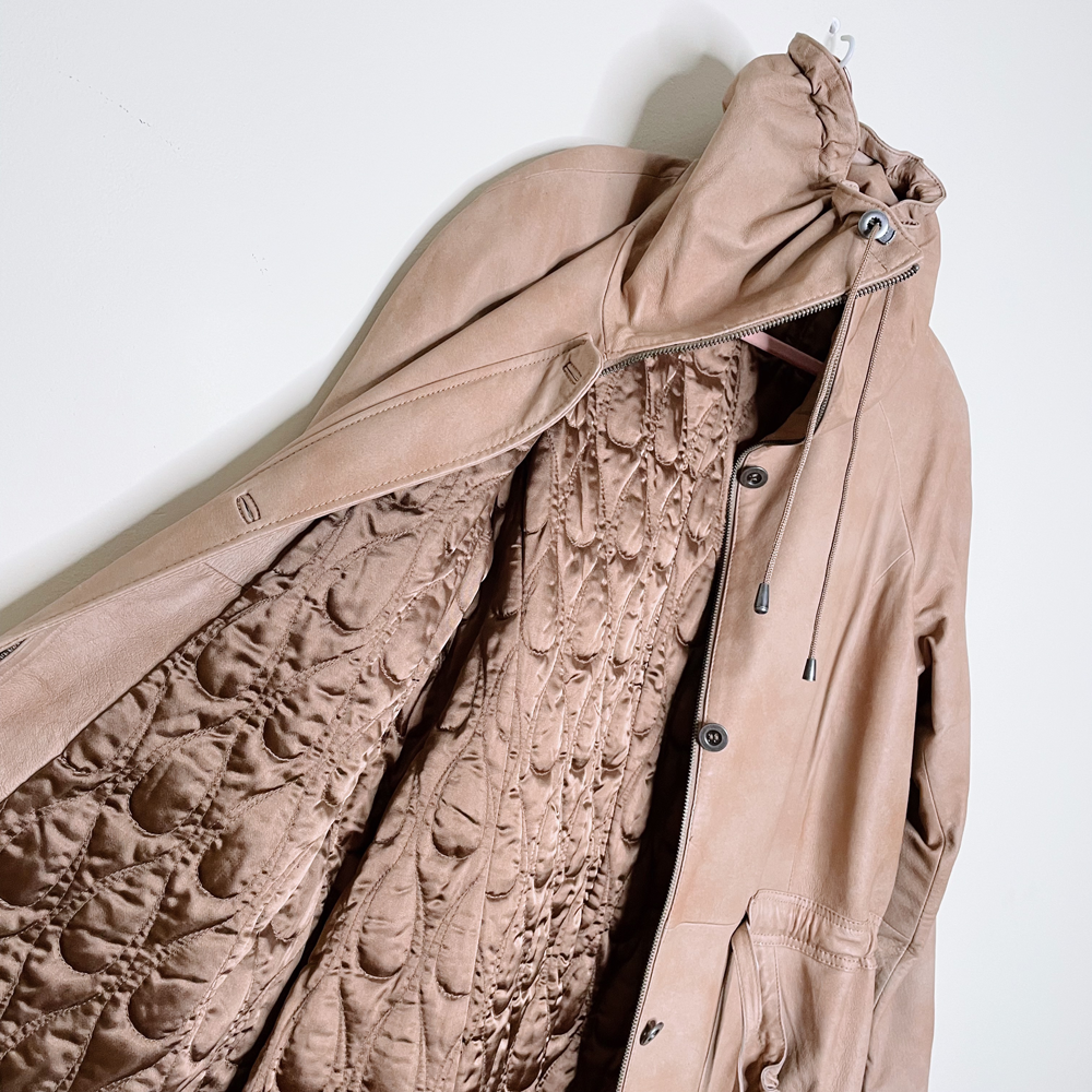 danier natural dye long rancher leather jacket - size xl
