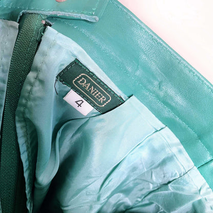 vintage danier green high waist leather maxi skirt - size 4