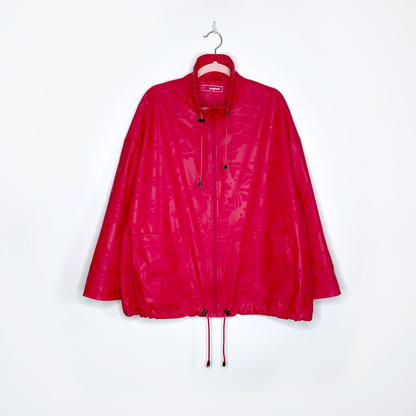 desigual red olahraga floral rain jacket - size medium