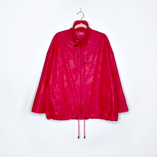 desigual red olahraga floral rain jacket - size medium