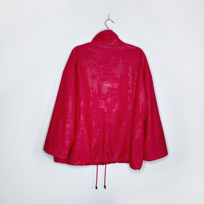 desigual red olahraga floral rain jacket - size medium