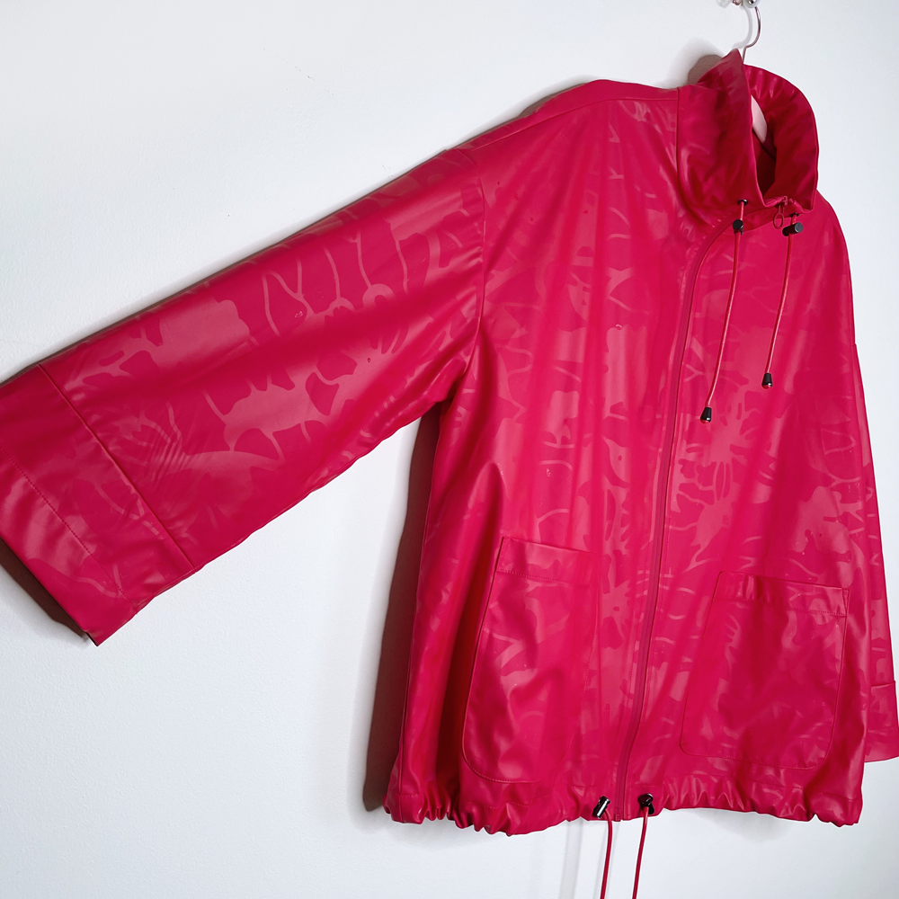 desigual red olahraga floral rain jacket - size medium