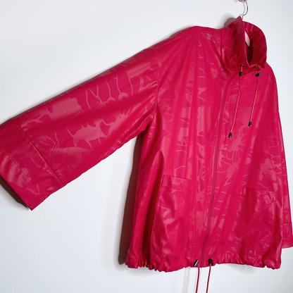 desigual red olahraga floral rain jacket - size medium