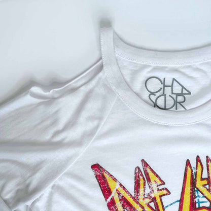 chaser def leppard cold shoulder long sleeve top - size small