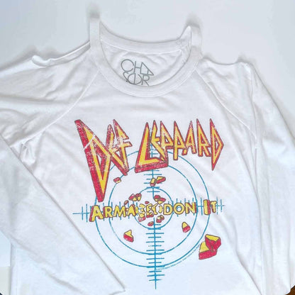 chaser def leppard cold shoulder long sleeve top - size small