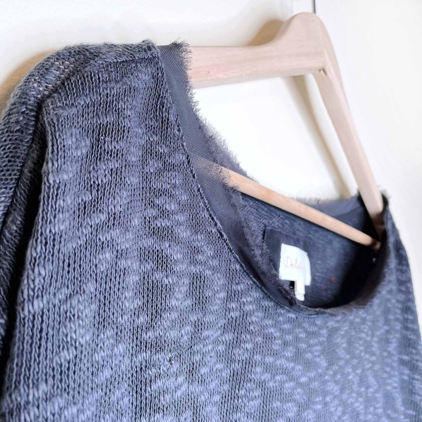 deletta melange sweater with chiffon trim and button sides - size large