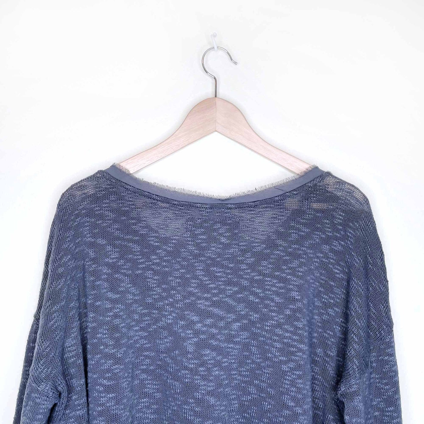 deletta melange sweater with chiffon trim and button sides - size large