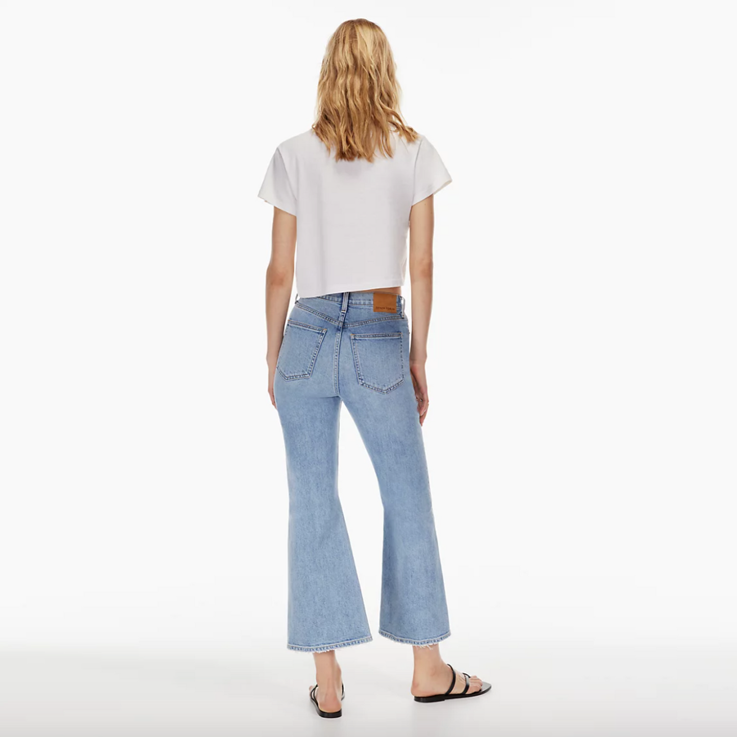 denim forum twiggy high rise flare jeans - size 28