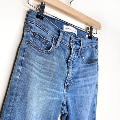 denim forum nico mid rise skinny crop raw hem - size 25