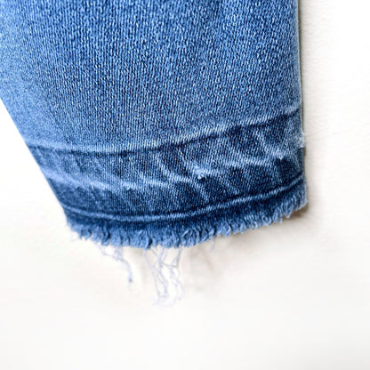 denim forum nico mid rise skinny crop raw hem - size 25