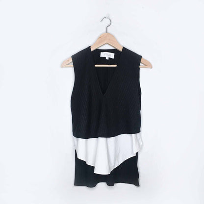 Derek Lam 10 Crosby v-neck tiered menswear top - size 0