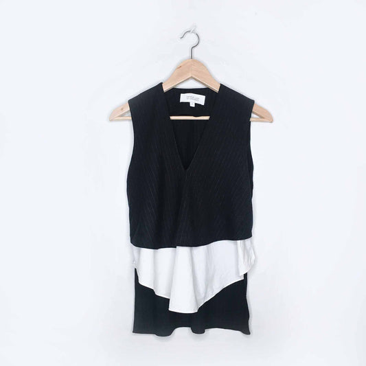 Derek Lam 10 Crosby v-neck tiered menswear top - size 0