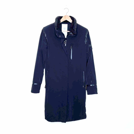 descente women's long ski jacket with leather trim - size xs/6