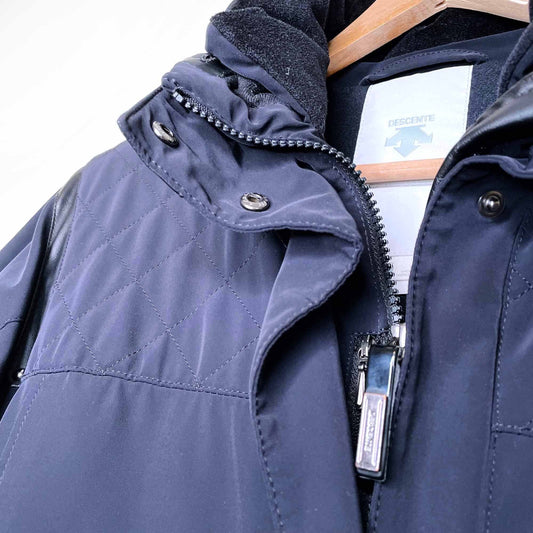 descente women's long ski jacket with leather trim - size xs/6