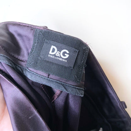 d&g purple stretch satin skinny mid-rise trouser - size 38