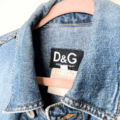 d&g denim vest with spike stud shoulders - size small