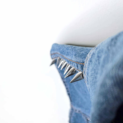 d&g denim vest with spike stud shoulders - size small