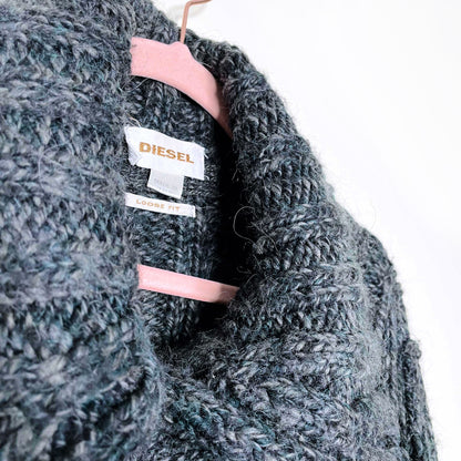 diesel loose fit chunky knit wool-alpaca grandpa cardigan - size large
