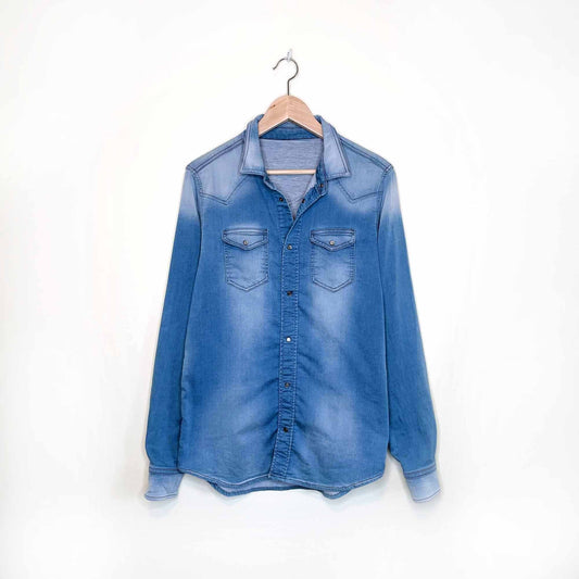 diesel stretch denim snap button down - size large