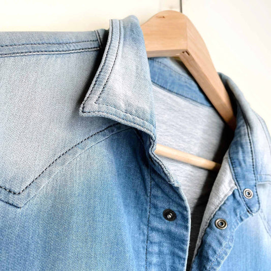 diesel stretch denim snap button down - size large