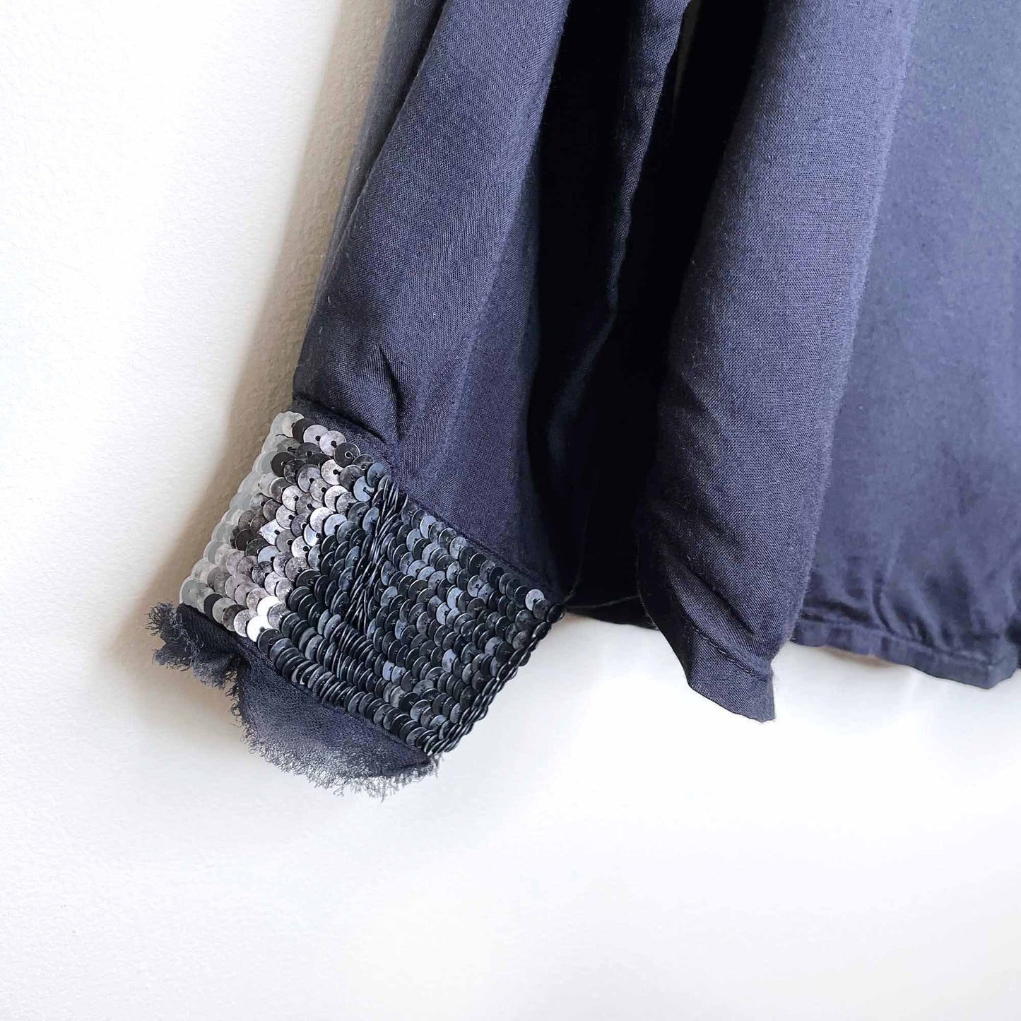 diesel black button down shirt with sequin collar and cuffs - size small