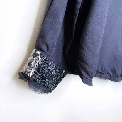 diesel black button down shirt with sequin collar and cuffs - size small