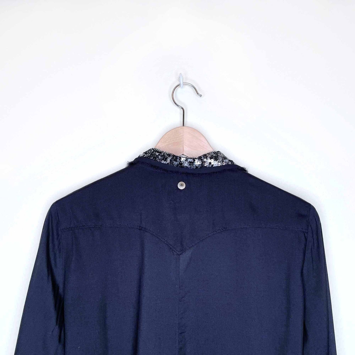 diesel black button down shirt with sequin collar and cuffs - size small